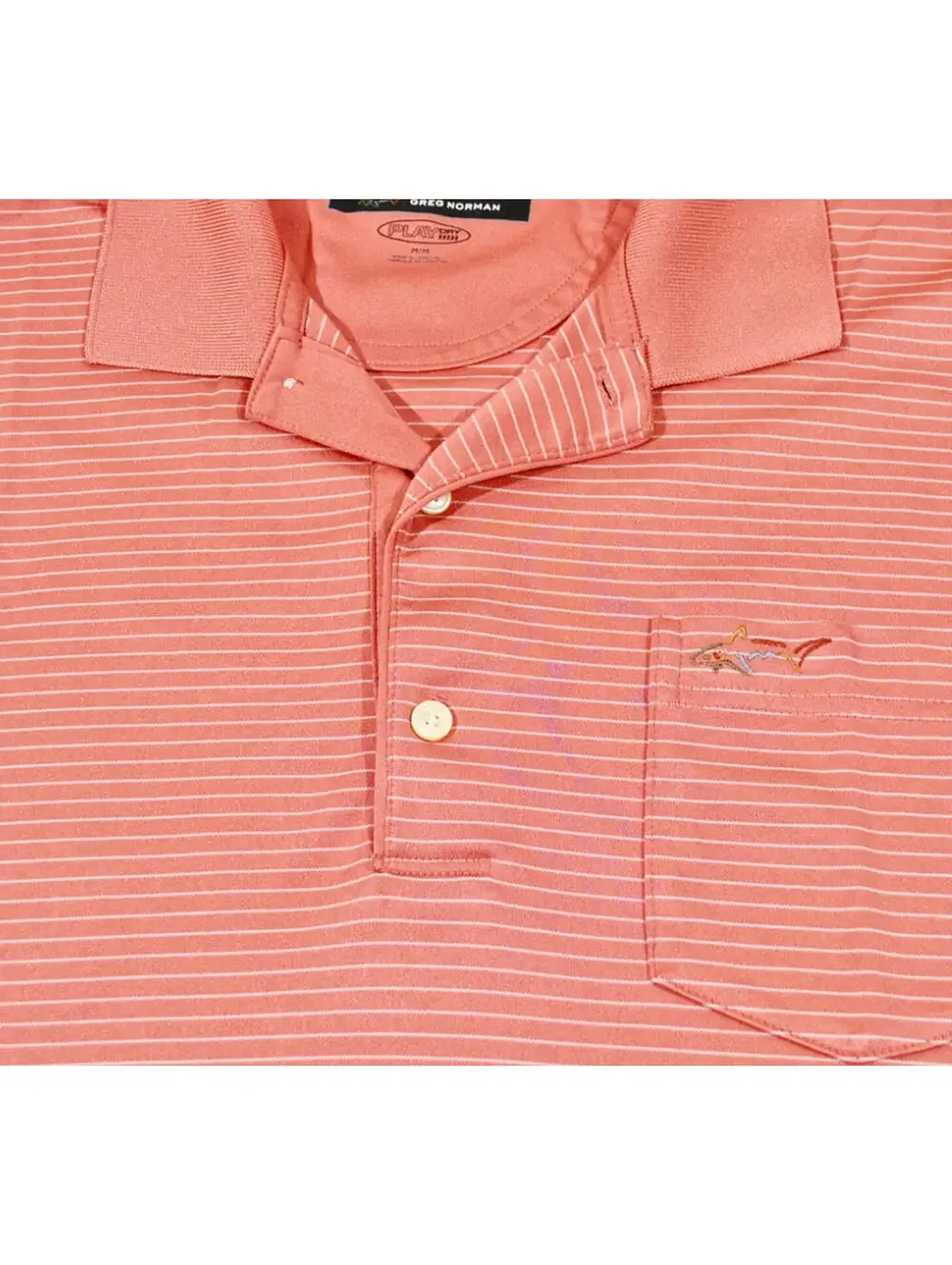 Greg Norman The Shark Golf Course Country Club Stripe Peach Polo Size Medium